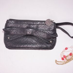 2/$20 ELLE Black Croc Wallet with Wrist Strap